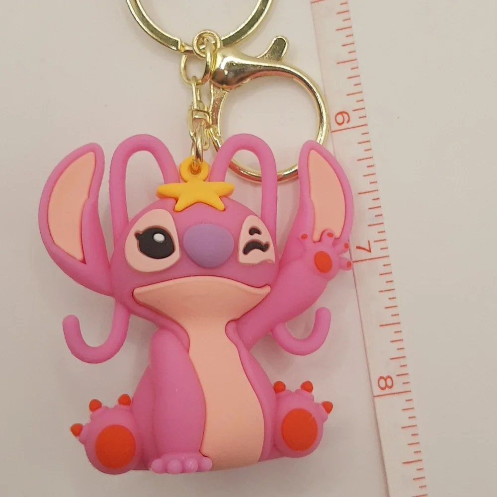 Disney Lilo Stitch Angel Star Silicone 3D Keychain Bag Charm Pendant Keyring